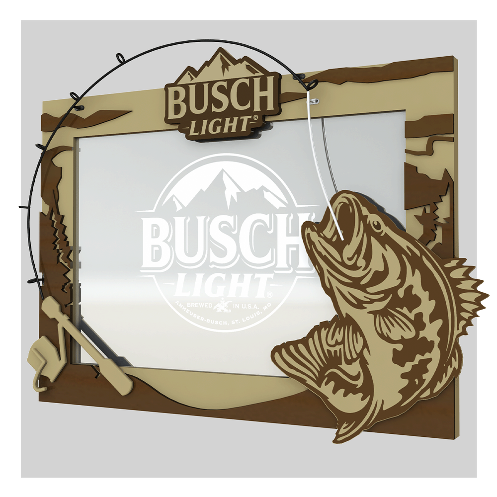 釣り　フィッシング　BUSCH LIGHT 飾り物　オシャレ Busch Light Wooden Fishing Mirror — VOX AB Catalog